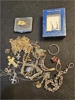 Bag of assorted jewelry, Some stamped, Most