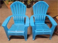Two Blue Adirondack Stackable Patio Chairs