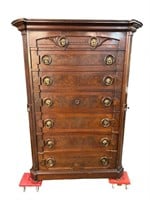 EXTRA LARGE WALNUT VICTORIAN LOCK SIDE CHEST WITH