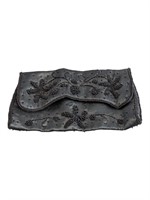 Vintage Black Beaded Evening Clutch Bag