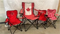 Canada folding camp chair lot 3 kids 1 adult