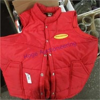 Red vest, coveralls