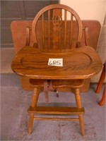 Square Card Table & Oak High Chair w/ Tray