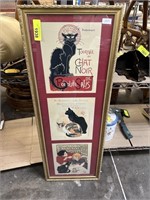 3PC IN ONE FRAME FRENCH ART NOUVEAU POSTERS
