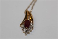 14k yellow gold Ruby/Diamond Necklace