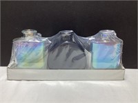 Three Iridescent Bud Vases