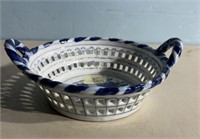 Blue and White Pierced Porcelain Basket