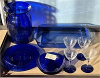 Set of Cobalt Blue Glassware