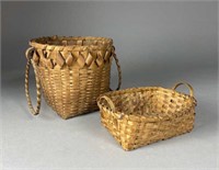 2 Antique Native American Splint Baskets 1900-10