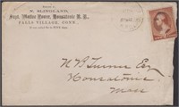 Housatonic Railroad Cover 1884 with bold strike of
