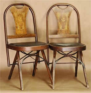 C1927 ART DECO STYLE FOLD UP CHAIRS - PAIR