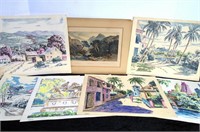 Lot of 7 Unframed 13x11" Vintage Art Prints