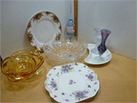 Old Country Rose - Plate / Glass Bowl / Violet