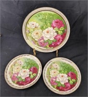 Three Antique Hand-painted Dresden Plates