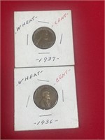 1936, 37 Lincoln Wheat Penny