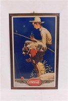 1989 metal Coca-Cola Norman Rockwell fishing sign,