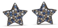 18k Wgold 1.78ct Diamond & Sapphire Stud Earrings