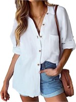 NEW $36 (S) Womens Cotton Button Down Shirt