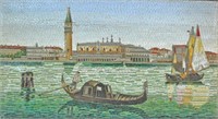 LARGE MICRO MOSAIC VENETIAN CANAL SCENE PLAQUE