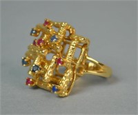 GOLD & GEMSTONE COCKTAIL RING