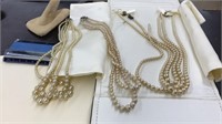 (3) SILVERED CLASP PEARL NECKLACES