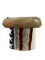A US Mail Ceramic American Flag Mailbox w/ Wood