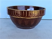 Large brown crock batter bowl marked u s a take