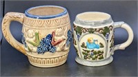 2 Vintage Ceramic Handpainted Mugs