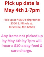PICK UP DATE MAY 4th 1-7pm