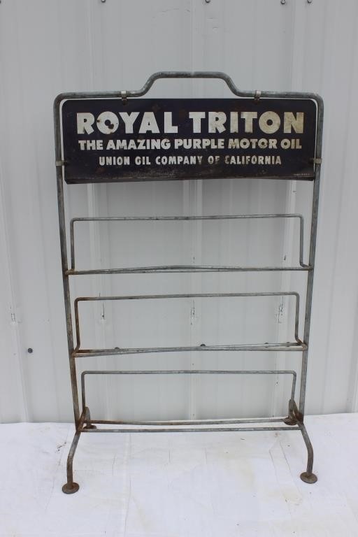 Royal Triton Purple Motor Oil -metal rack-38"x24"