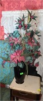 Vase and Silk Flower Arrangements