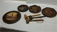 Gavils and wooden decorative plates