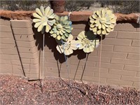 5 Metal Yard Art Flowers