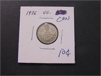 1936 Canadian 10 Cent Coin