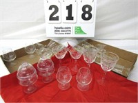 Set of Matching Etched Stemware & Small Goblets,