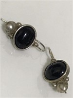 Vintage 925 sterling silver Onyx stone signed M