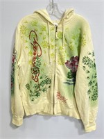 Ed Hardy embellished zip up floral sweatshirt