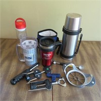 Thermos, Mugs, and Kitchen Utensils