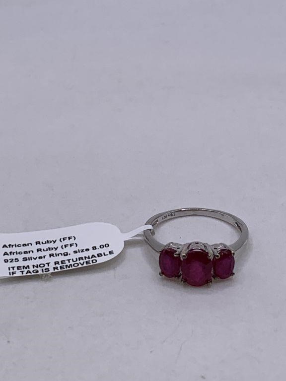 NEW STERLING SILVER/AFRICAN RUBY RING