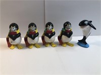 5 SeaWorld Figures-4 Penguins & 1 whale