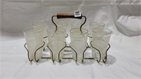 1940s drinking glass set with carrier