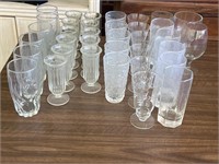 Lot of clear glass done etched glass Libbey & more