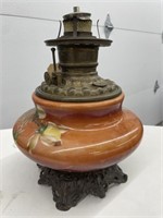 Painted China Oil Lamp, no shade 12 inches