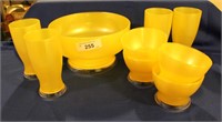 Pearlescent Yellow Plastic Bowls & Drinking Glasss