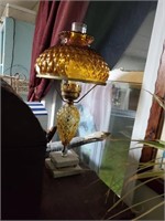 Hobnail Amber Table Lamp