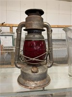 vintage lantern with red glass