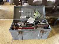 TOOL BOX FULL OF HARDWARE AND TOOLS
