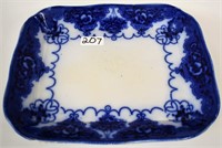 Flow Blue platter, beaded drape design