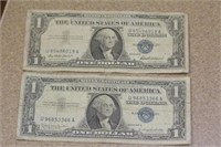 Lot of 2 1957 Blue Seal $1.00 Note