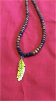 Feather Charm necklace with beads